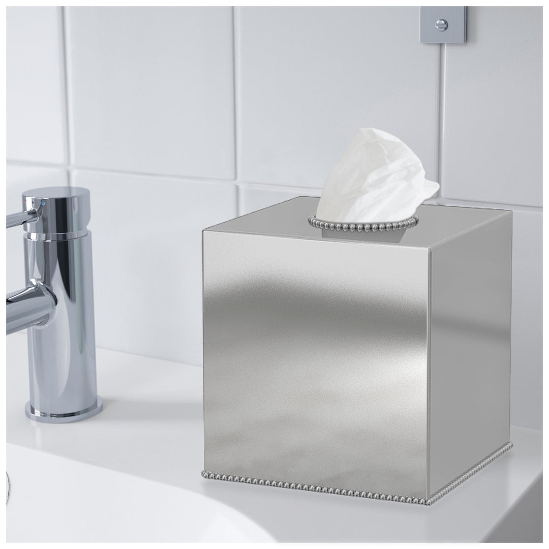 Tissue Box | Stainless Steel Square Facial Tissue Box Holder | Shiny Finish