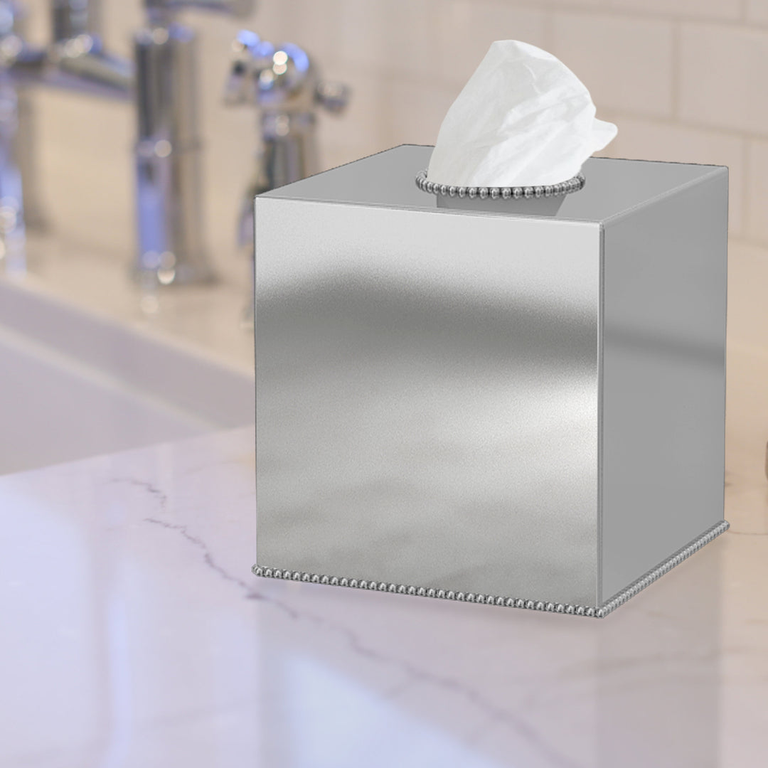 Tissue Box | Stainless Steel Square Facial Tissue Box Holder | Shiny Finish