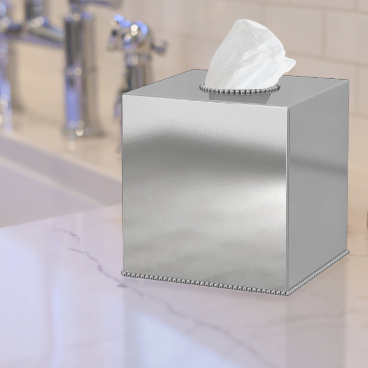 Tissue Box | Stainless Steel Square Facial Tissue Box Holder | Shiny Finish