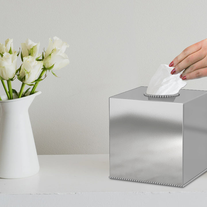 Tissue Box | Stainless Steel Square Facial Tissue Box Holder | Shiny Finish