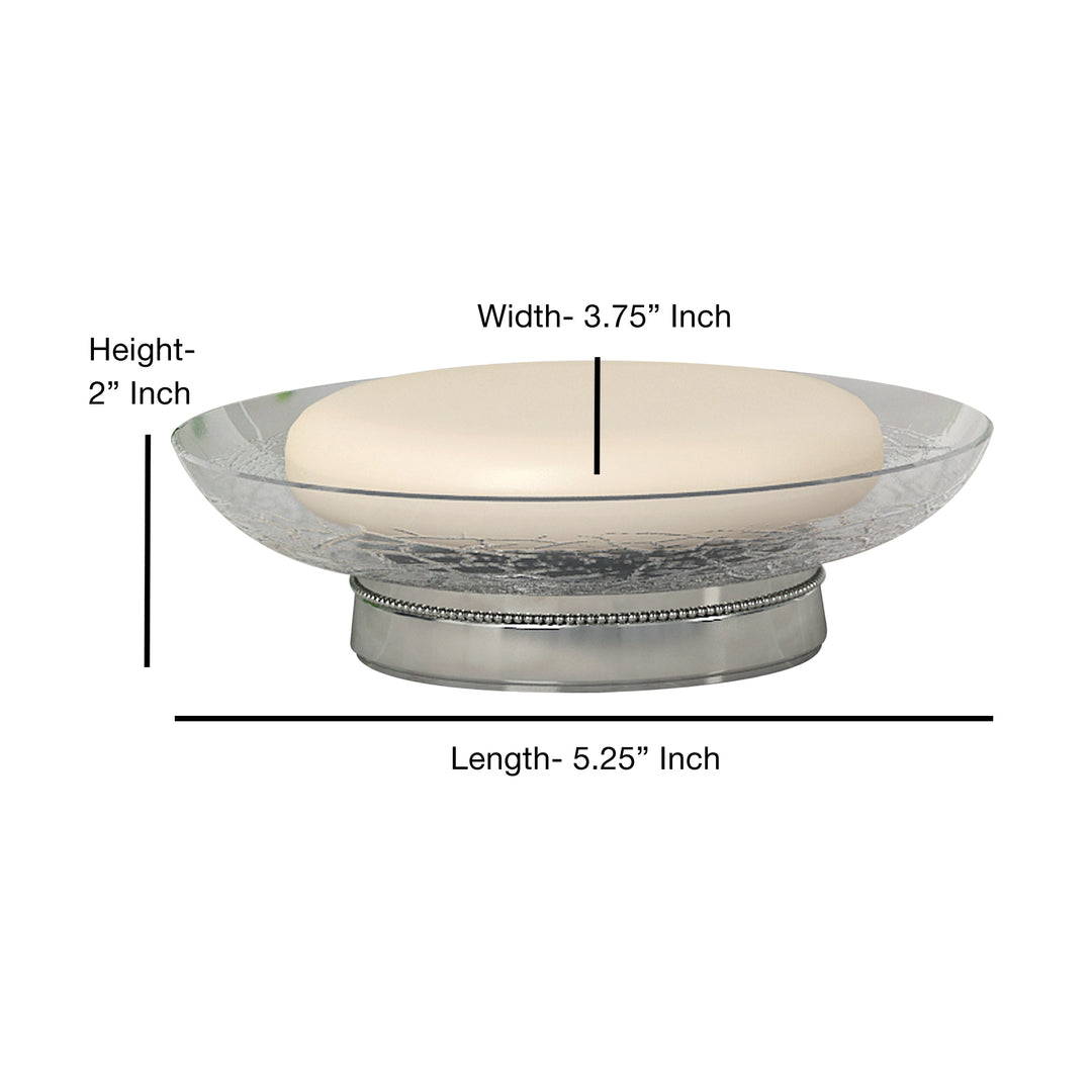 Soap Dish for Bathroom Counter,Shower & Kitchen | Clear Glass With Crackle Finish