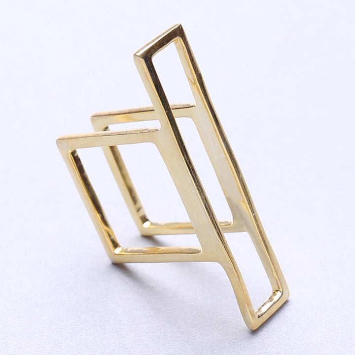 Boxed In Brass Ring / Gold / D-0.75 Inches / Moq - 4 Pcs