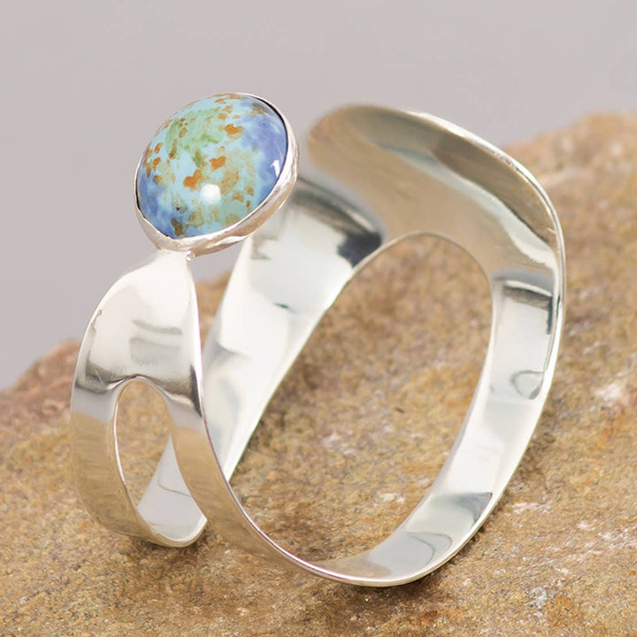 Missmoss Bangle / Silver & Turquoise - Brass & Ceramic / D-2.50 Inches (L X W) / Moq - 4 Pcs