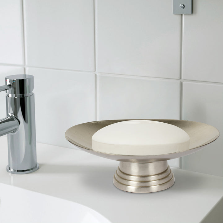 Soap Dish for Bathroom Counter,Shower & Kitchen | Brushed Pewter
