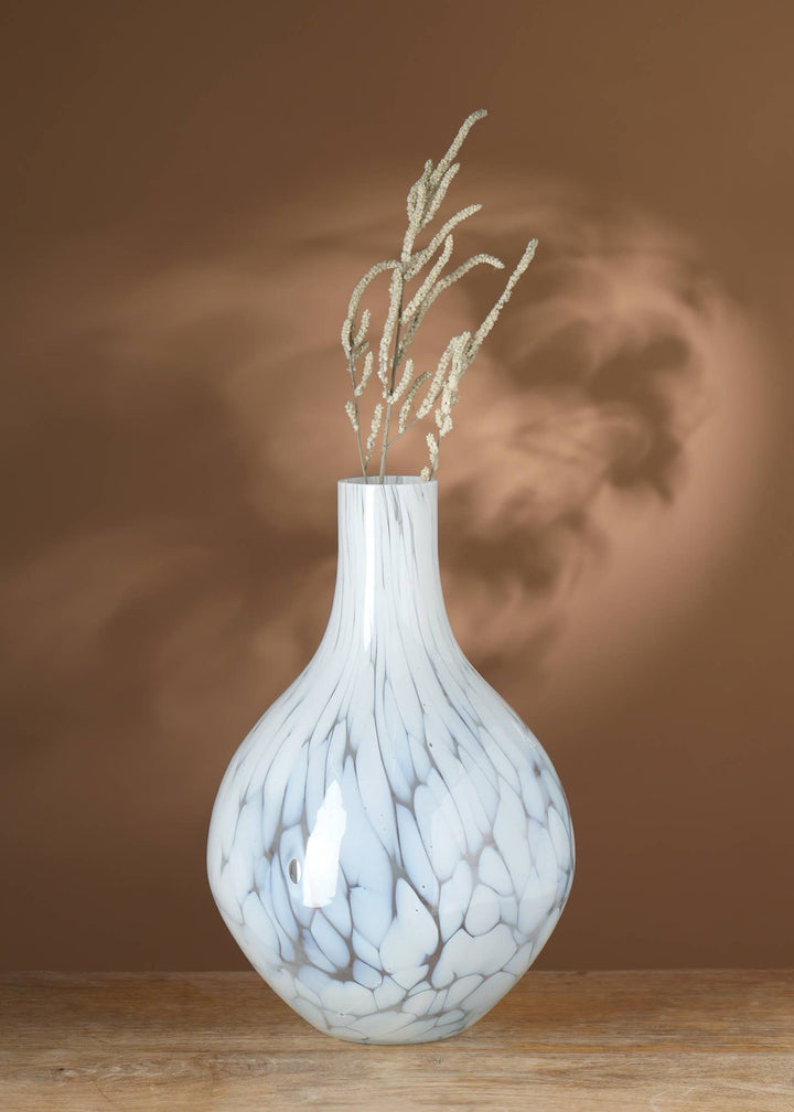 White Splutter Round Glass Vase - 13"