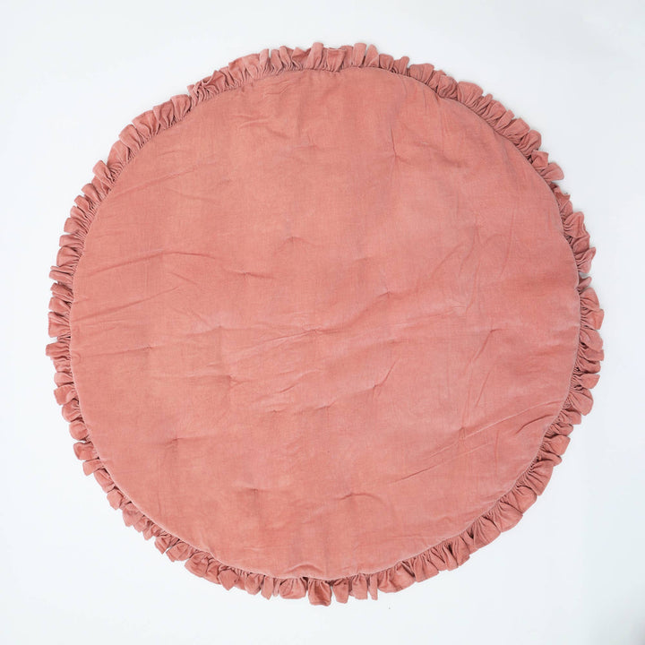 Cotton Soft & Fine Velvet Rounded Playmat With Frill