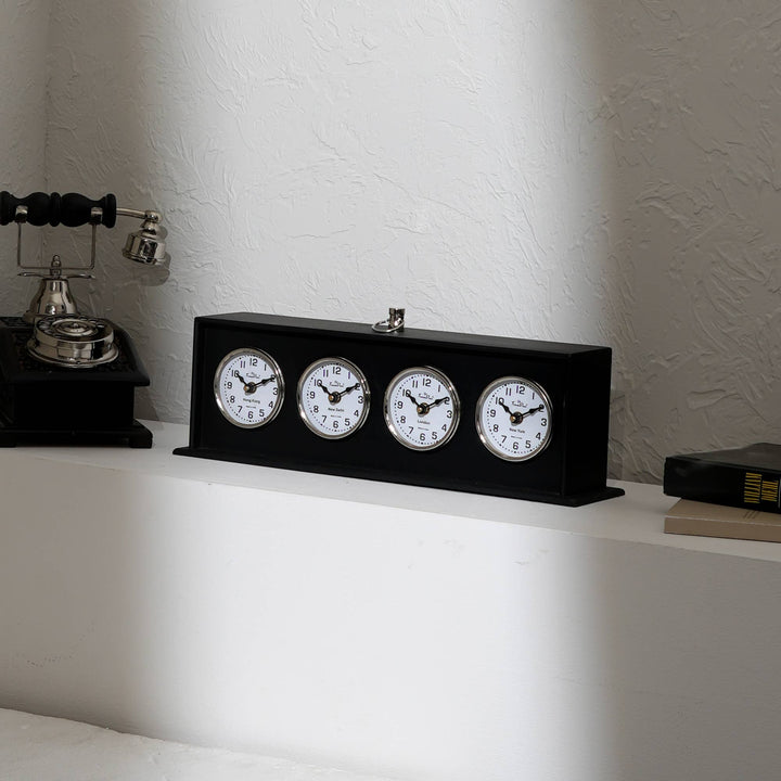 Modern & Decorative Tabletop Time Zone Clock - Desk Clock