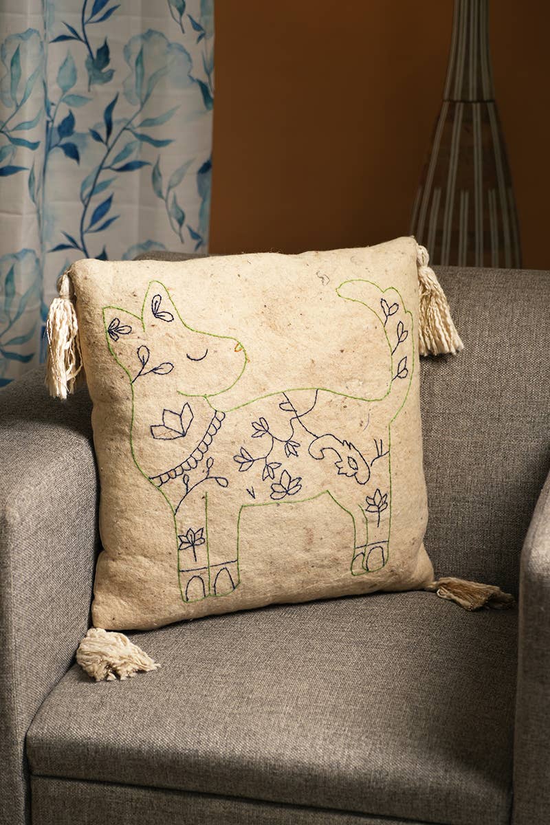 100% Wool Embroidery Cushion