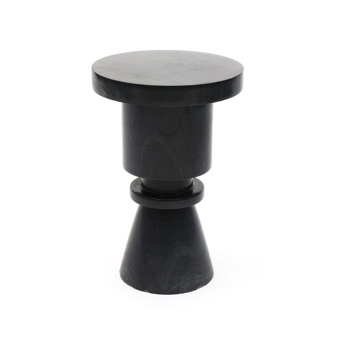 Round Black Marble Coffee Side Table