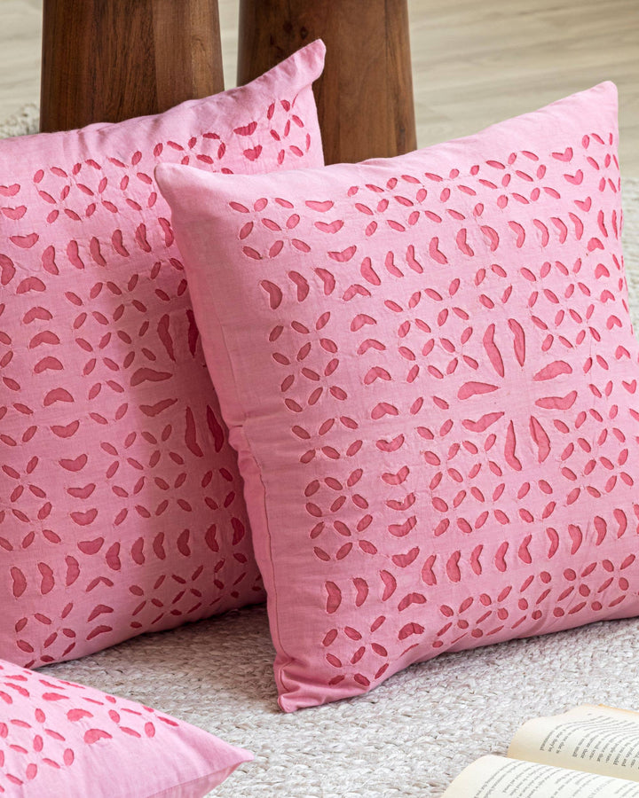 Cushion Cover Applique Makhana Design, Set Of 2-1