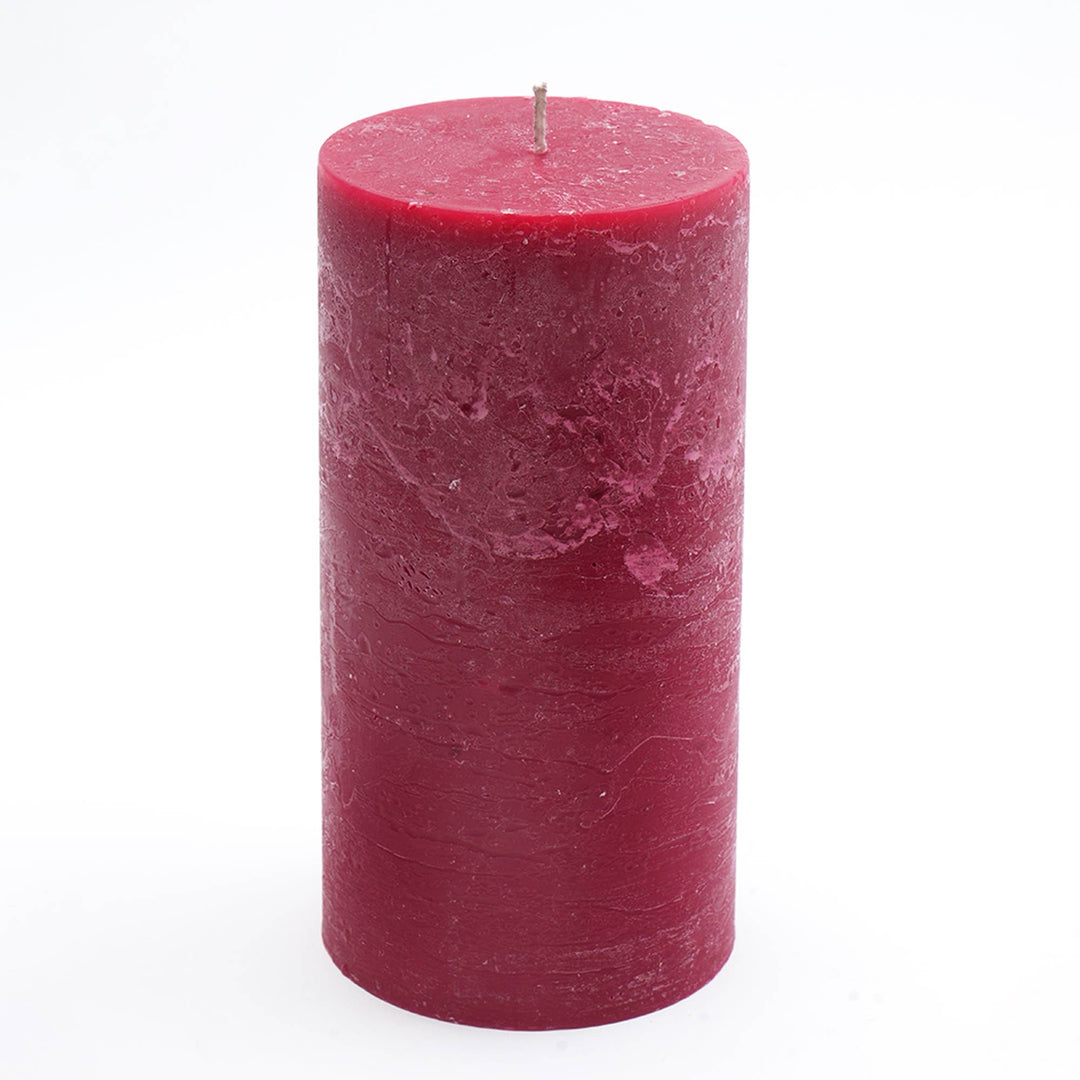 Set of 2 Rustic Pillar Candle Red