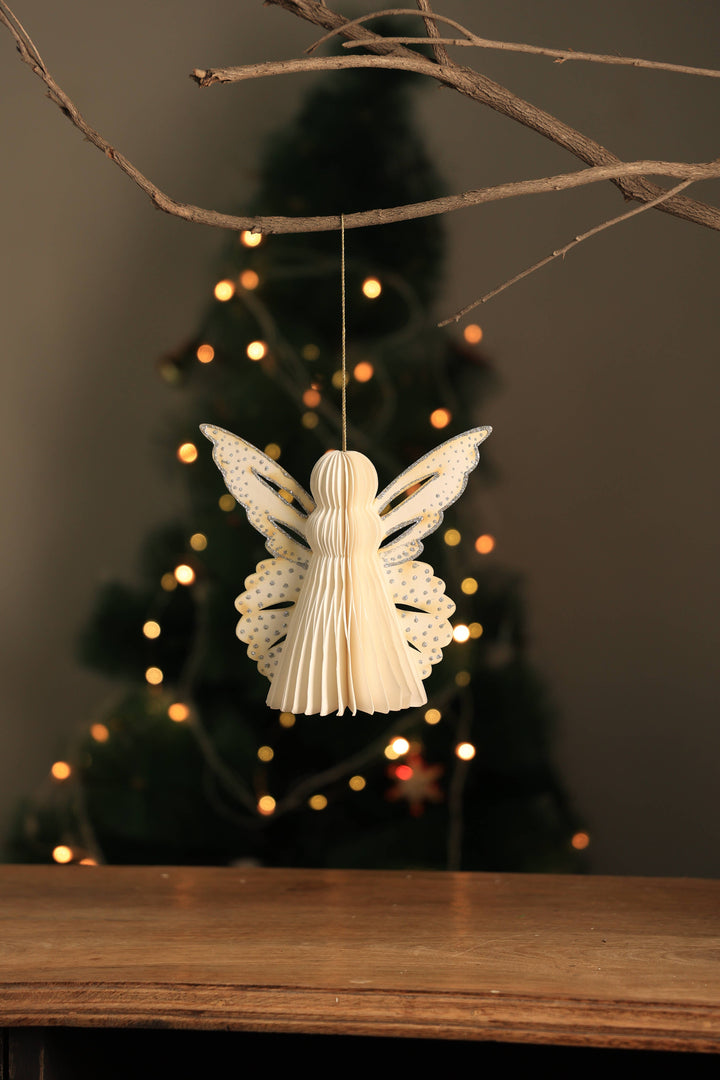 White Plain  Handmade Paper Angel 8" (Height)