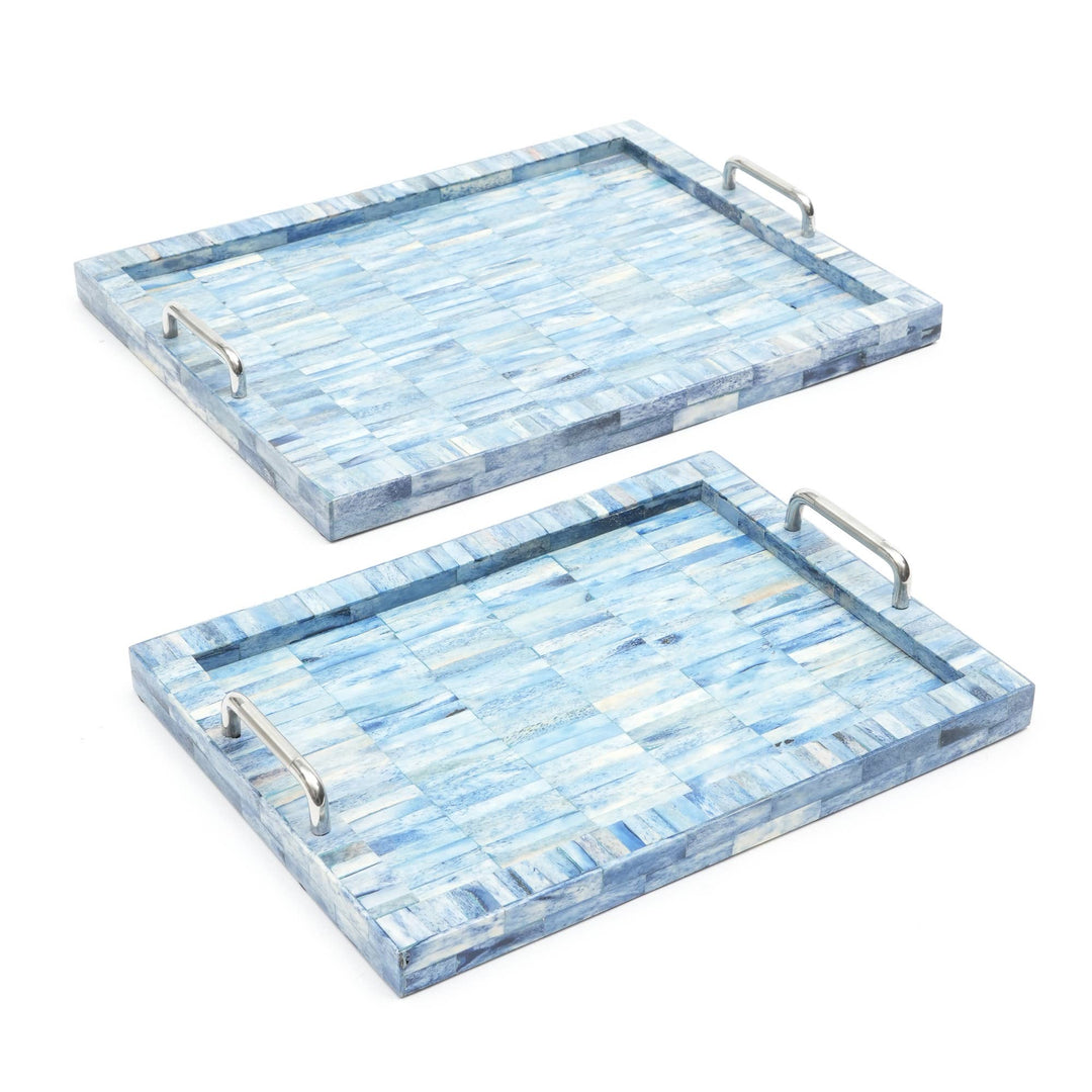 Bone Inlayed Tray Set Of 2