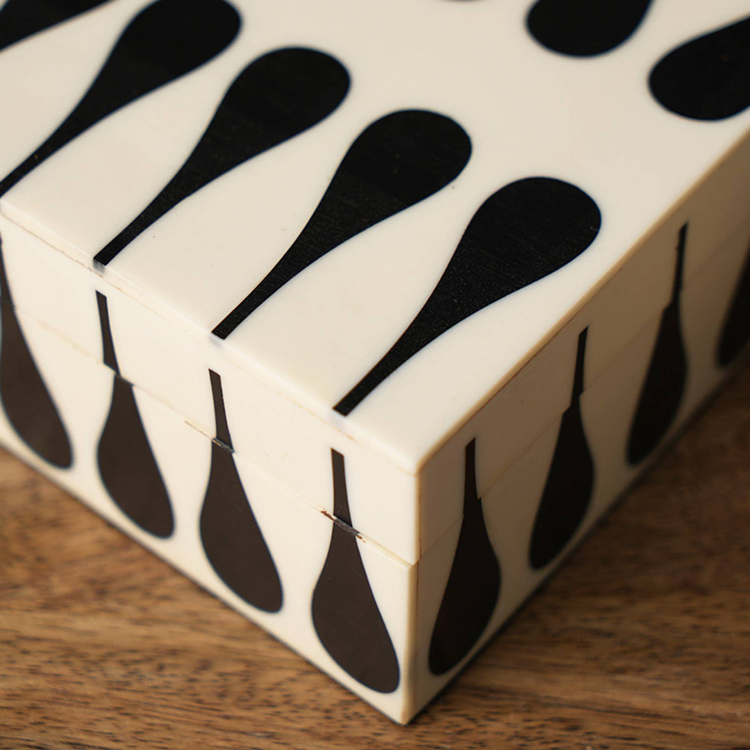 Decorative Box White &  Black Set Of 3