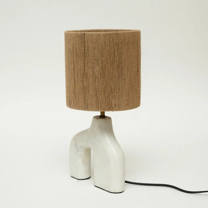 Finto Pony Table Lamp - Brown MDF Shade & White Resin Base |