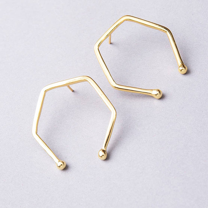 The Portal Stud Earrings / Gold - Brass / 1.25 X 1.25 Inches (L X W) / Moq - 4 Pairs