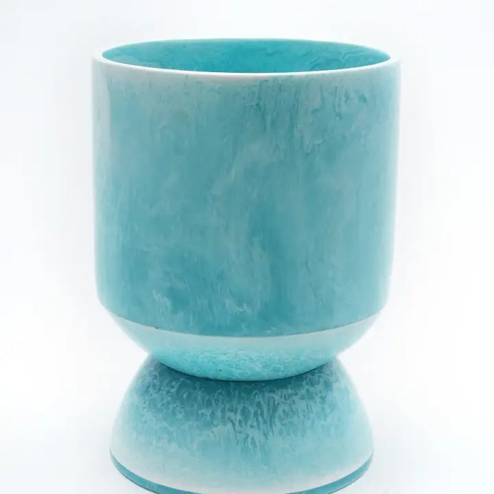 Decorative Resin Table Vase with Ball Feet, Ocean Blue