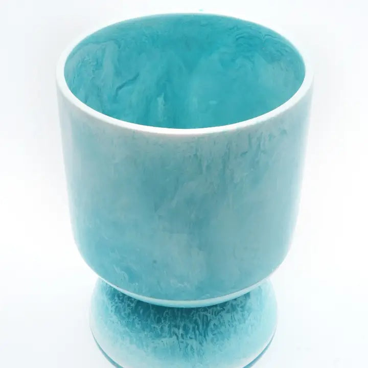 Decorative Resin Table Vase with Ball Feet, Ocean Blue