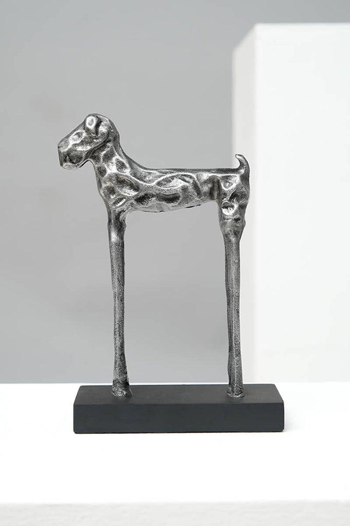 Sculpture | Tall Dog Figurine Modern Aluminum Sculpture | Stylish Contemporary Dog Statue for Home Decor