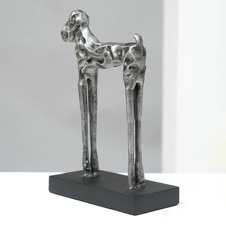 Sculpture | Tall Dog Figurine Modern Aluminum Sculpture | Stylish Contemporary Dog Statue for Home Decor