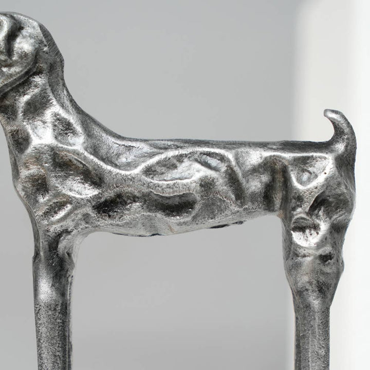 Sculpture | Tall Dog Figurine Modern Aluminum Sculpture | Stylish Contemporary Dog Statue for Home Decor