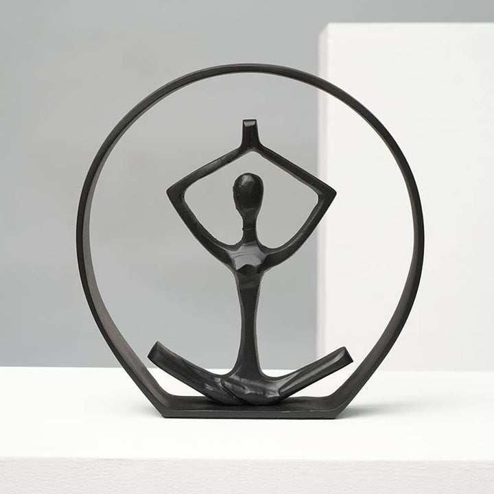 Yoga Pose Sculpture | Black Aluminum Figurine | Elegant Modern Art Statue for Home and Office Decor