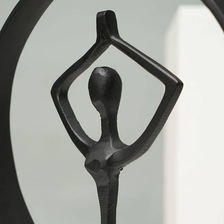 Yoga Pose Sculpture | Black Aluminum Figurine | Elegant Modern Art Statue for Home and Office Decor