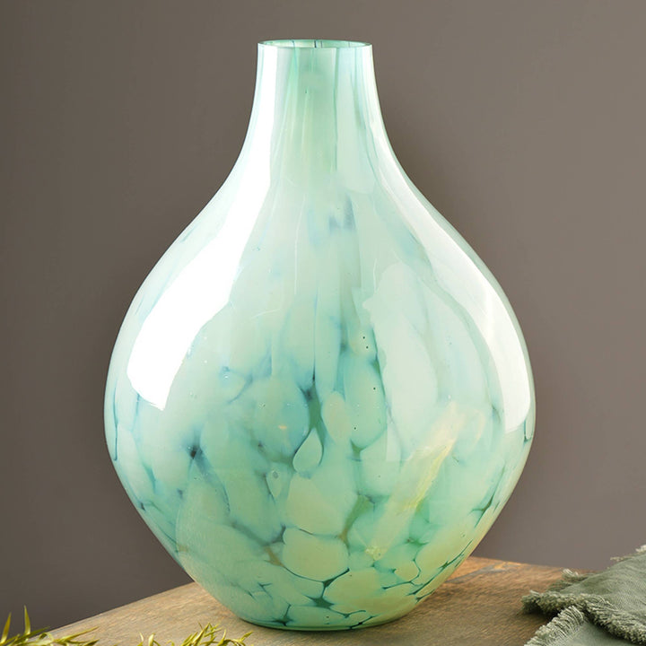 White Splutter Green Glass Vase-1