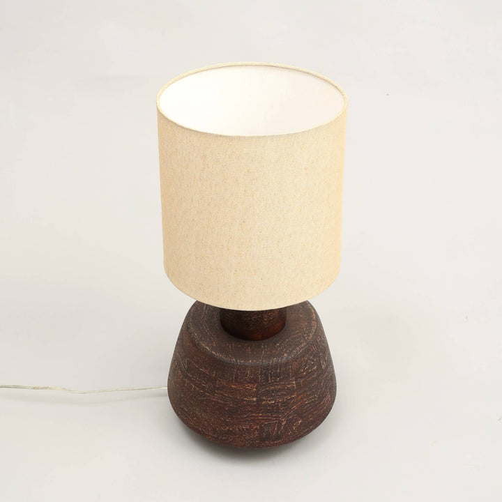 Handmade Artisanal Table Lamp with Solid Wood Base – 13" x 13" x 26.5"