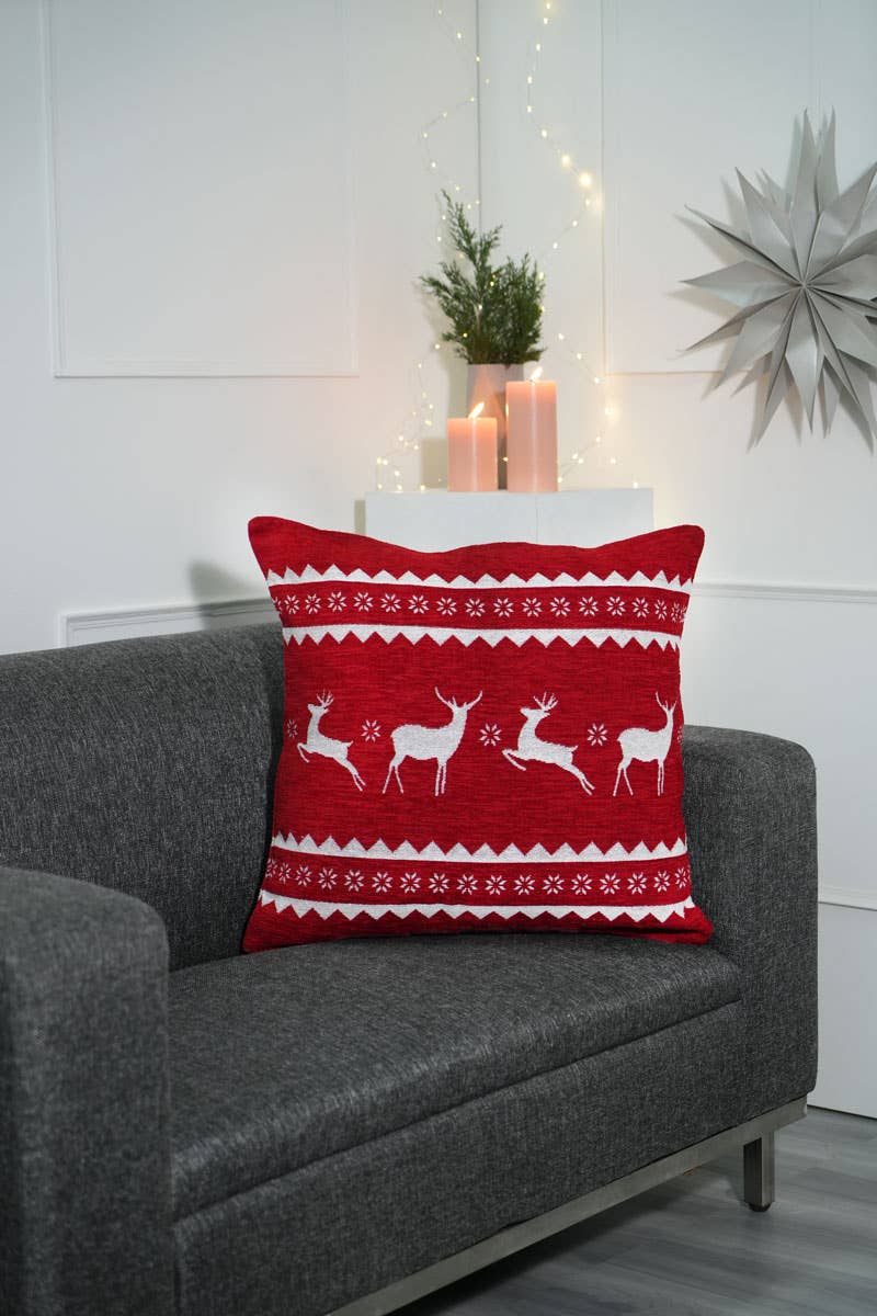 Jacquard Woven Cushion with Filler 24"x24" Reindeer