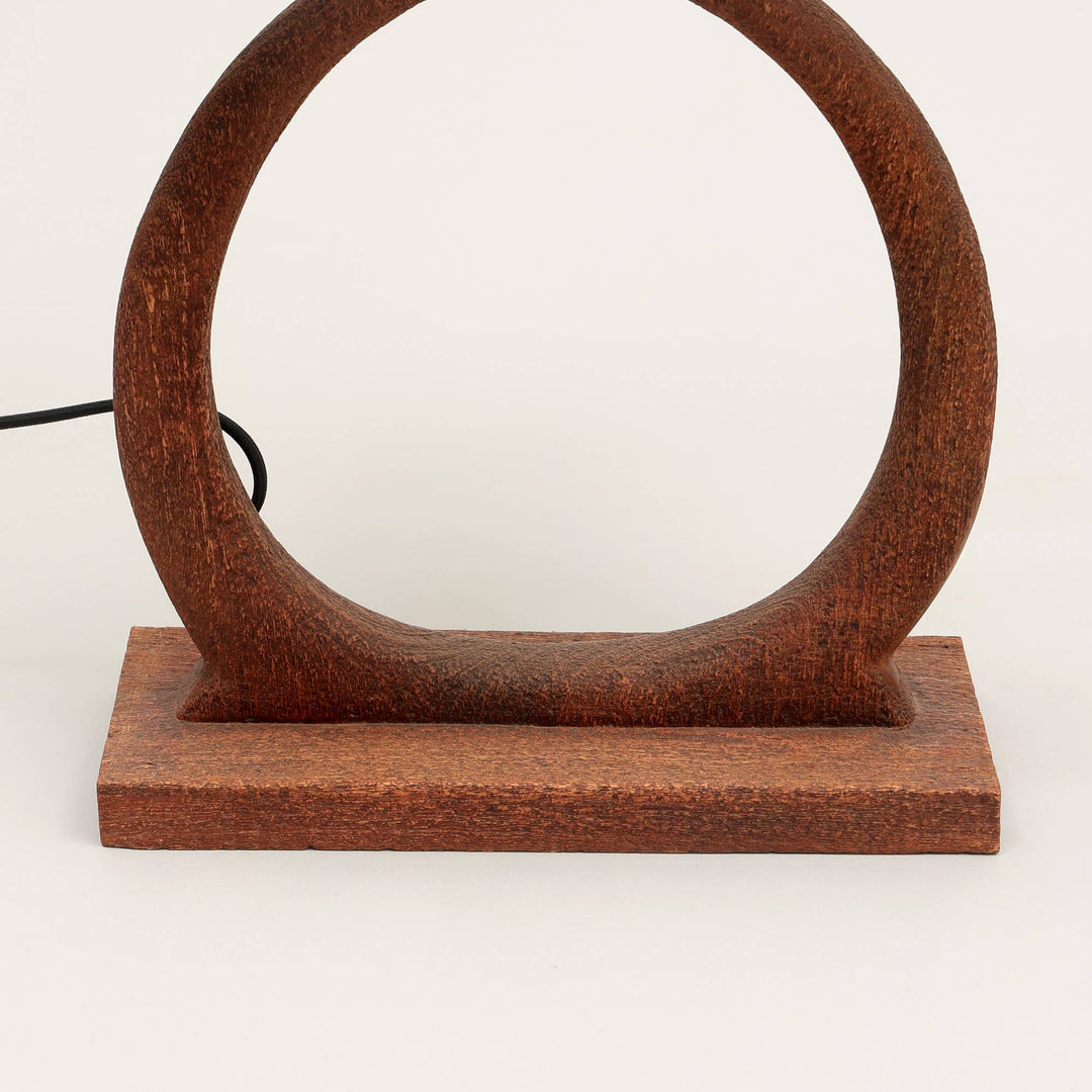 Handmade Artisanal Table Lamp with Wooden Base - 15"x 10" x 21"