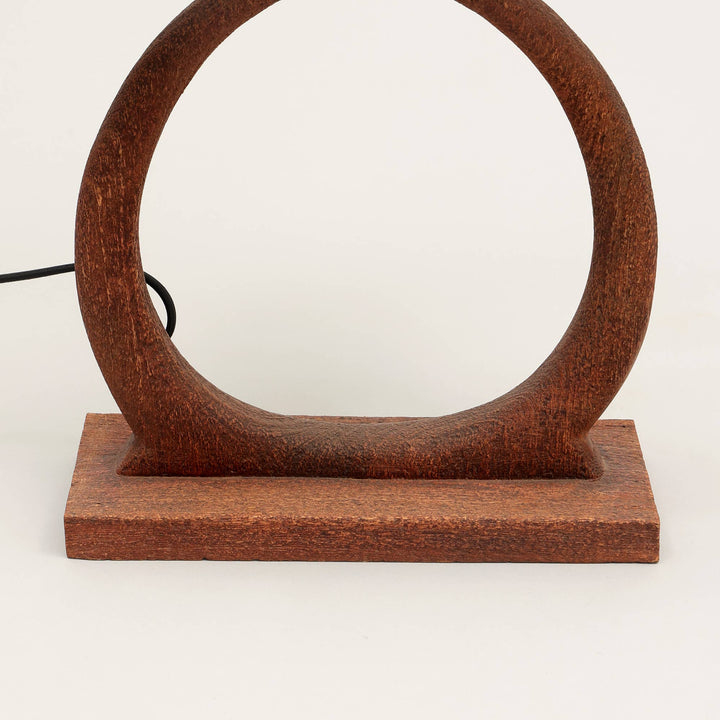 Handmade Artisanal Table Lamp with Wooden Base - 15"x 10" x 21"