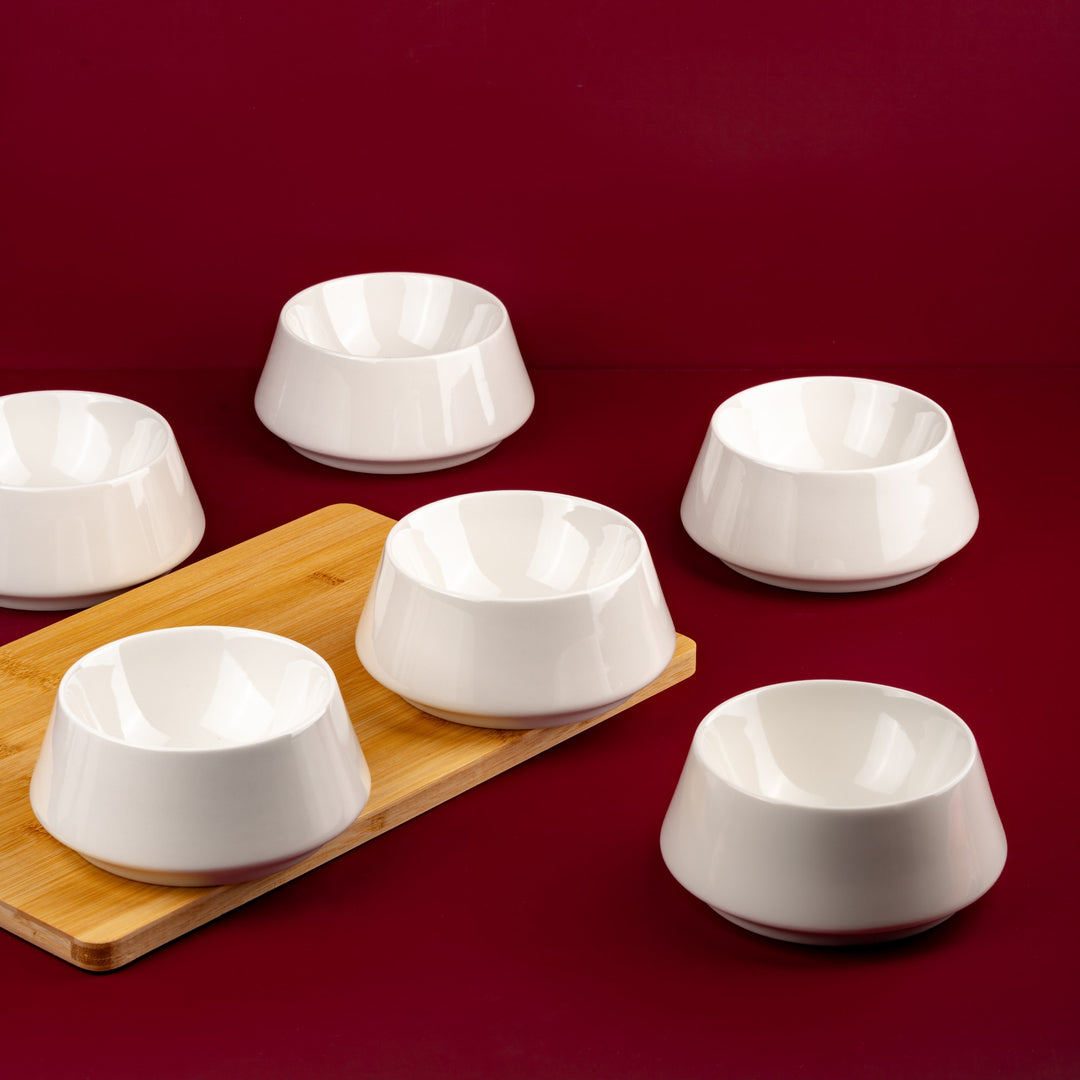 Porcelain Bowl | 6" Non Stackable Slide Bowl | Set of 6