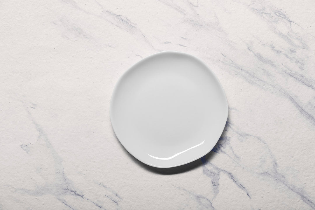 Porcelain Flat Dinner Plate | Uneven Shape | Set of 12