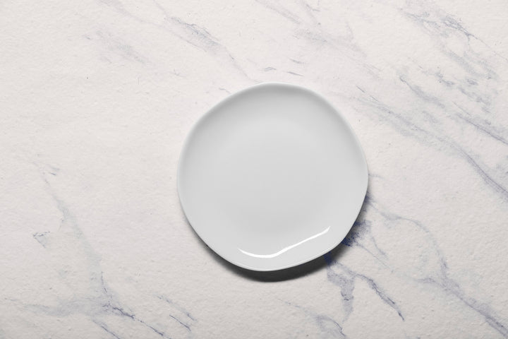 Porcelain Flat Dinner Plate | Uneven Shape | Set of 12