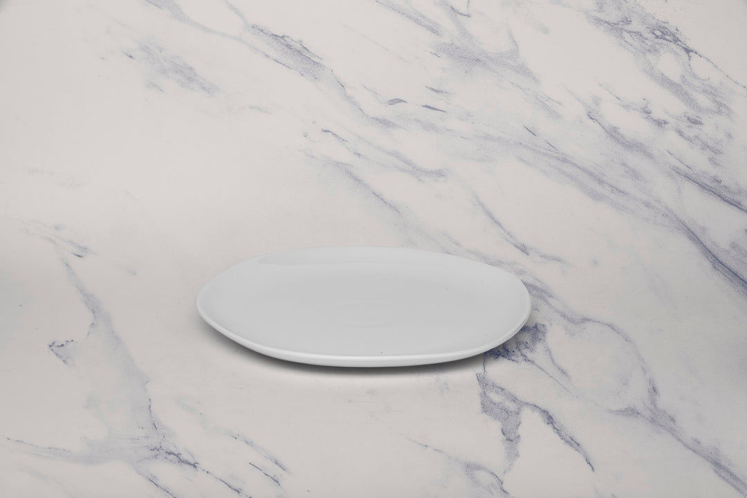 Porcelain Flat Dinner Plate | Uneven Shape | Set of 12