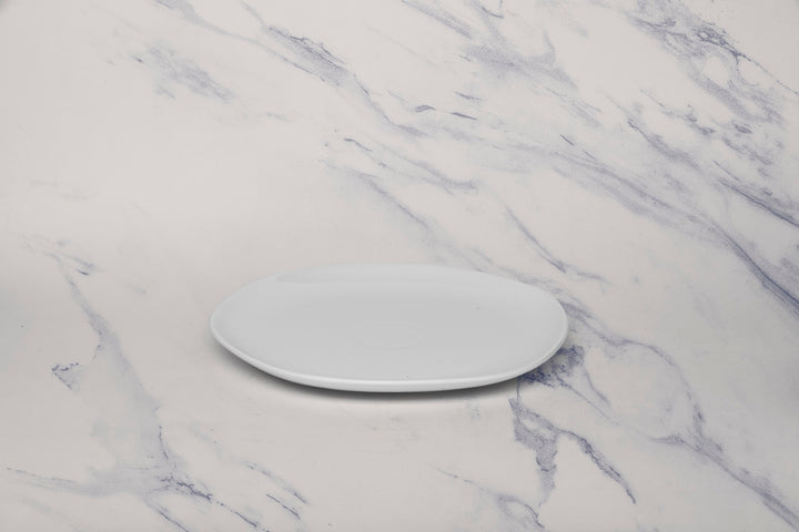 Porcelain Flat Dinner Plate | Uneven Shape | Set of 12