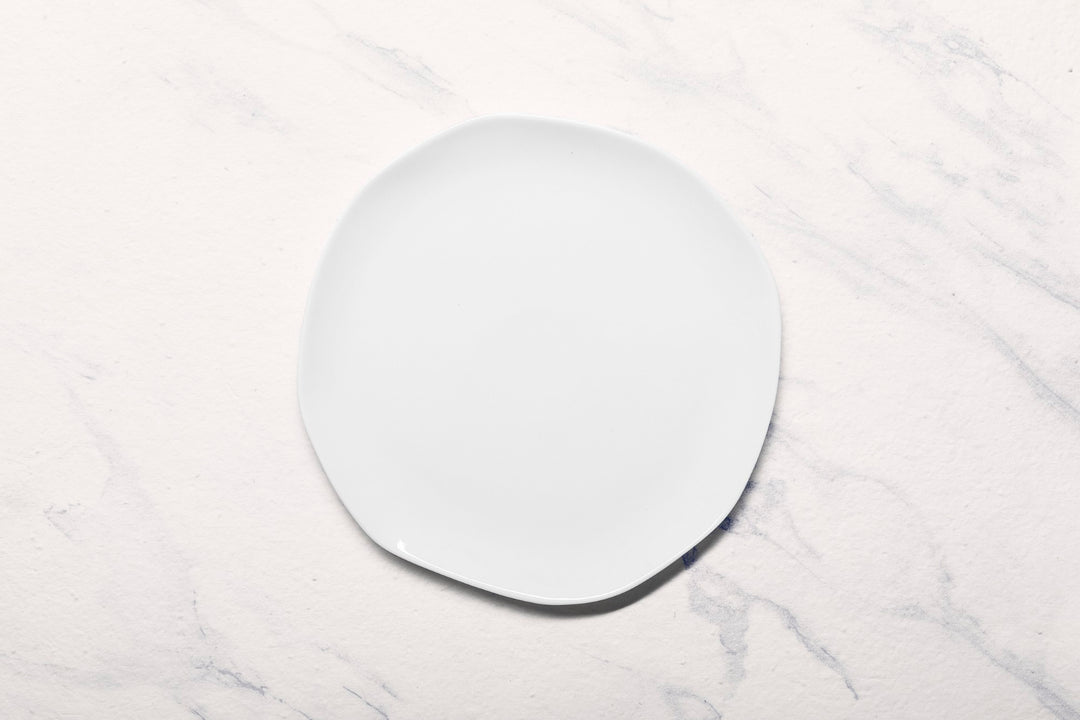 Porcelain Flat Dinner Plate | Uneven Shape | Set of 6