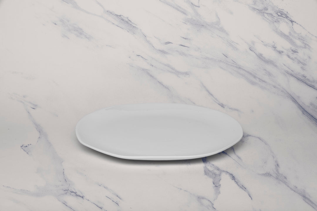 Porcelain Flat Dinner Plate | Uneven Shape | Set of 6