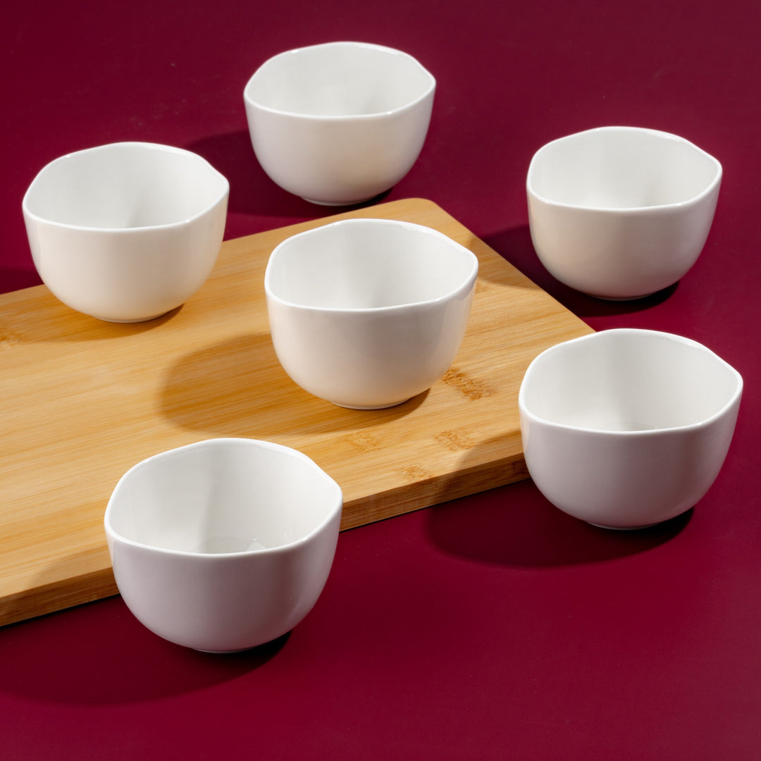 Porcelain Non Stackable Bowl | 3.75", Uneven Shape | Set of 12
