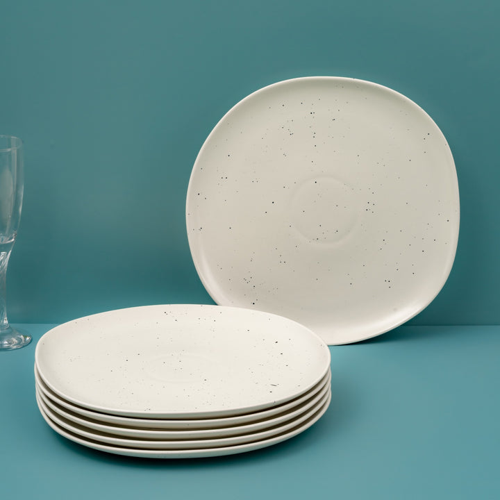 Porcelain Flat Dinner Plate | Uneven Shape | Set of 6