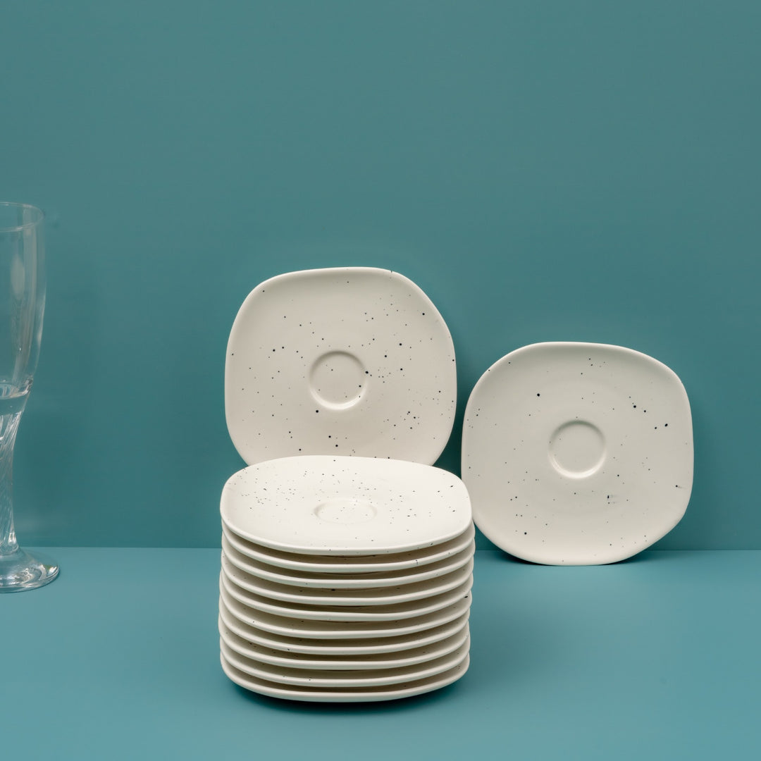 Porcelain Saucer | Uneven Shape | Set Of 12