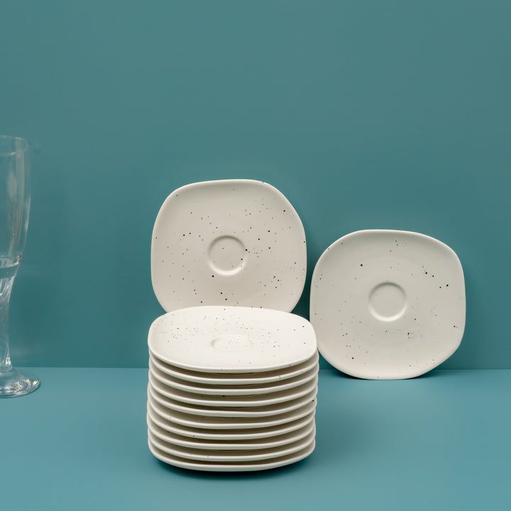 Porcelain Saucer | Uneven Shape | Set Of 12