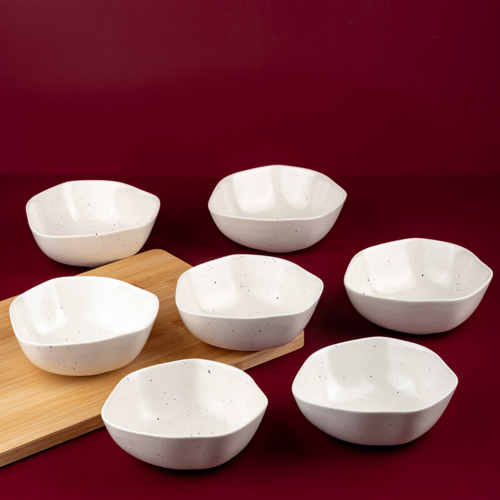 Porcelain Non Stackable Bowl | 5.5", Linen Dotts | Set of 12