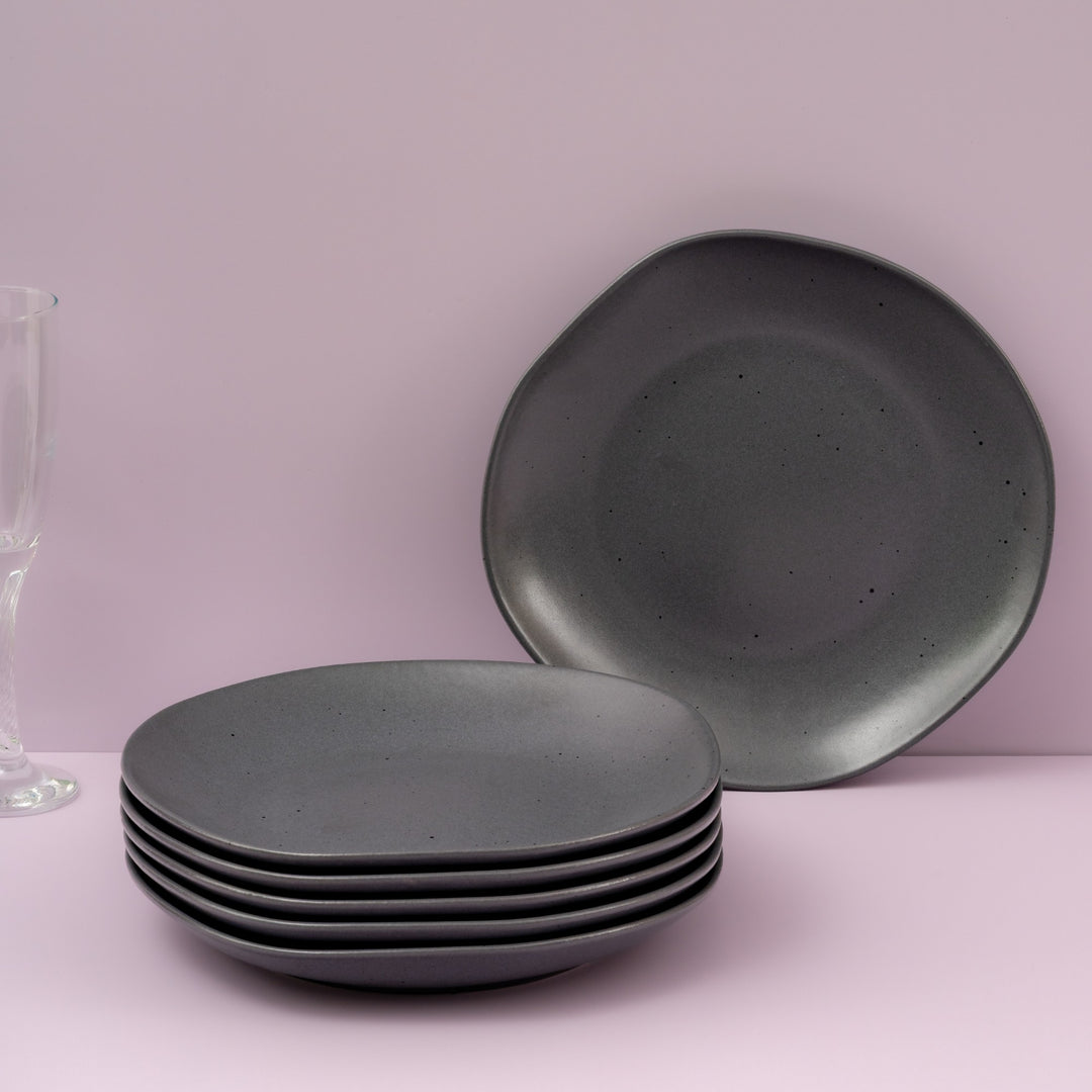 Porcelain Deep Dinner Plate | Uneven Shape | Set of 6