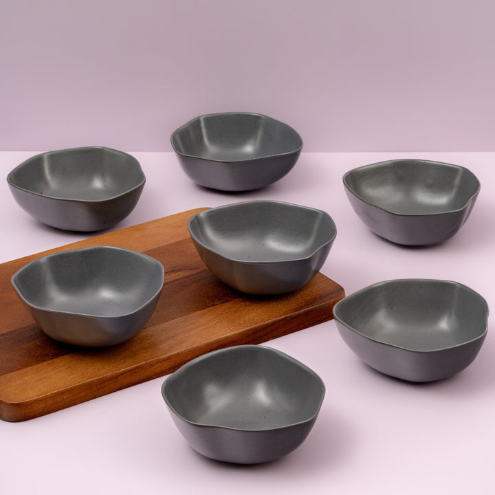 Porcelain Non Stackable Bowl | 5.5", Gray| Set of 8