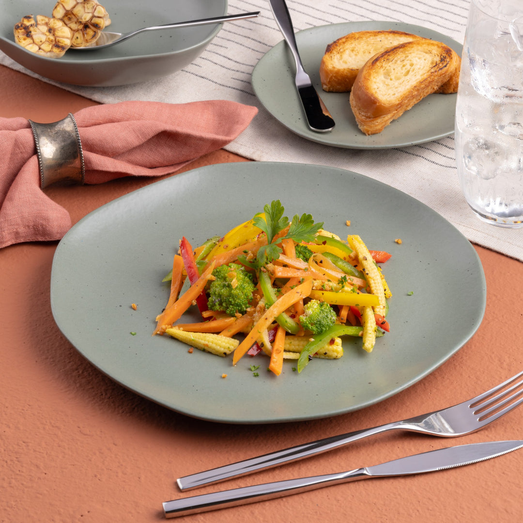 Porcelain Flat Dinner Plate | Uneven Shape | Set of 6