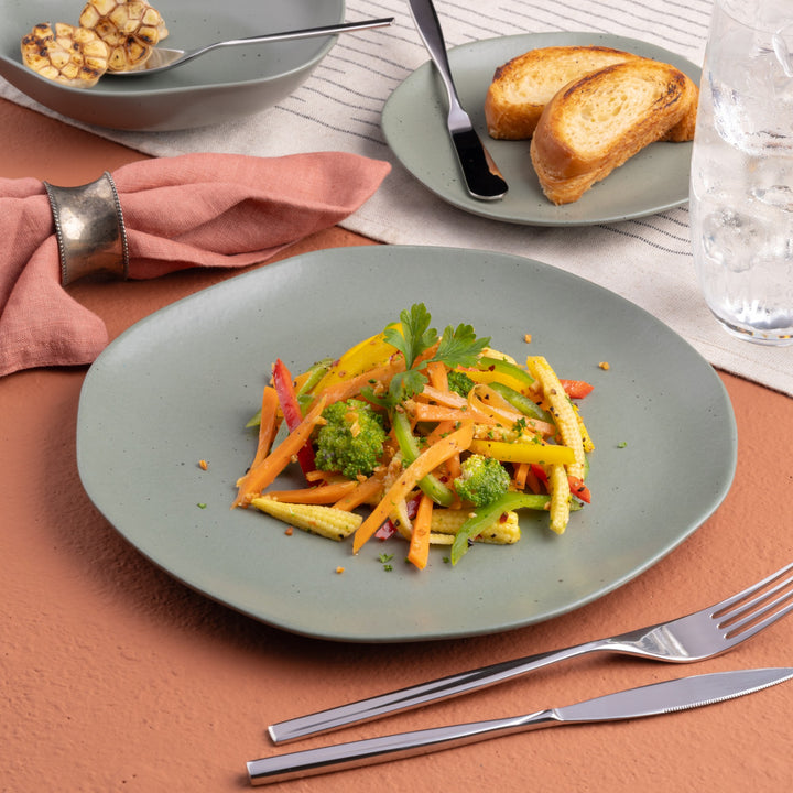 Porcelain Flat Dinner Plate | Uneven Shape | Set of 6