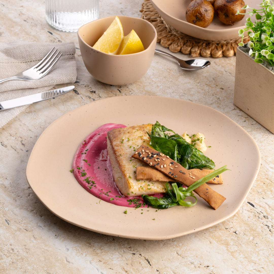 Porcelain Flat Dinner Plate | Uneven Shape | Set of 6