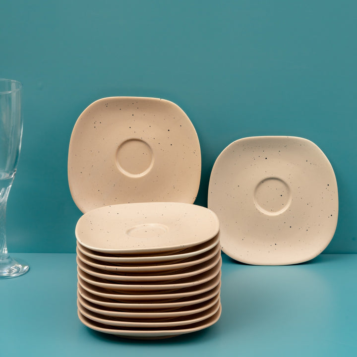 Porcelain Saucer | Uneven Shape | Set Of 12